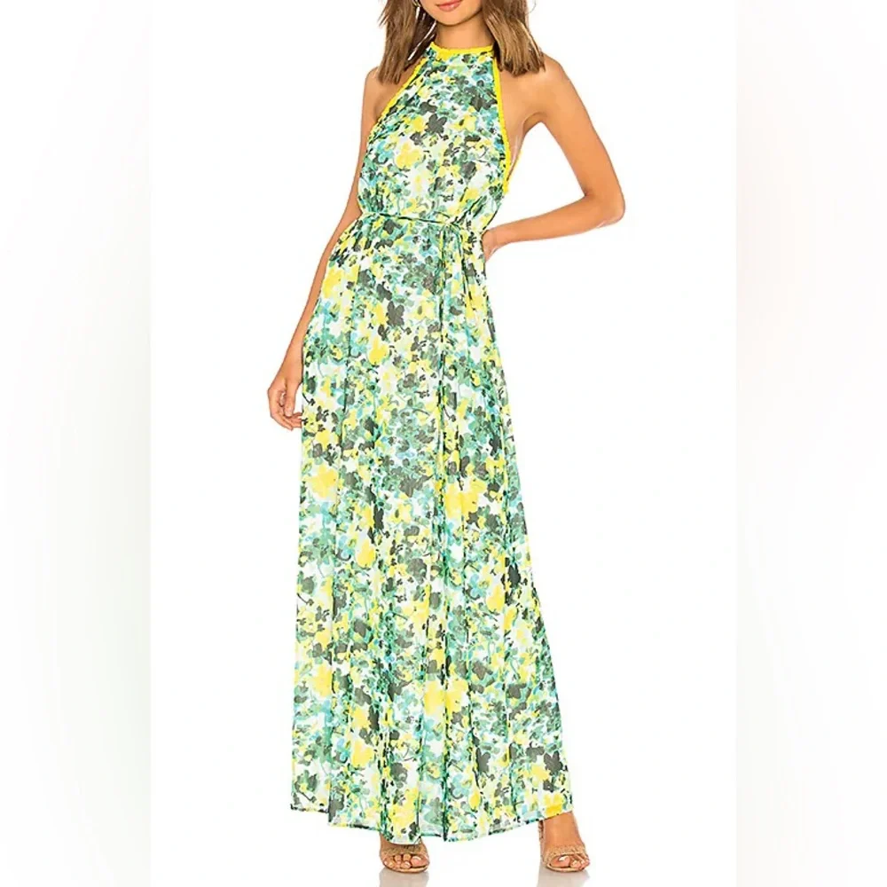 House of Harlow 1960 x Revolve Novia Maxi Dress in Kelly Green Floral size XS - Picture 2 of 13